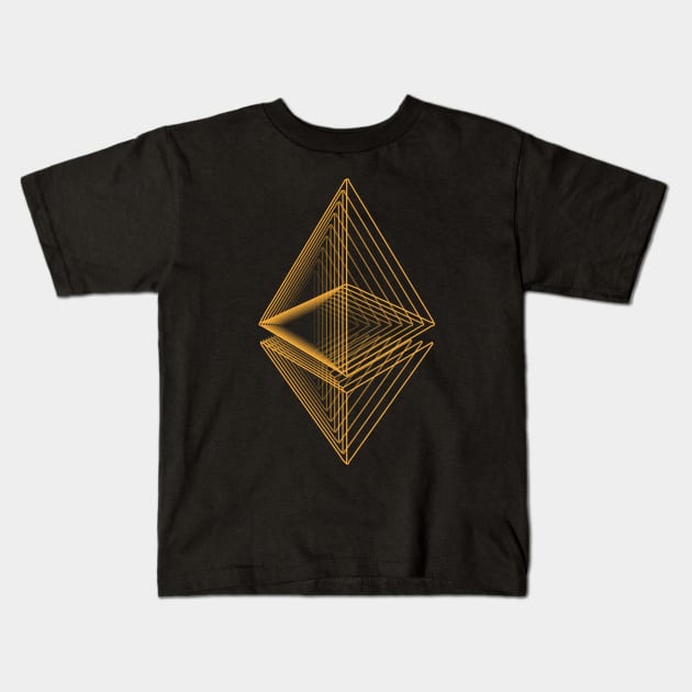 Ethereum crypto gold modern typography art gift Kids T-Shirt by star trek fanart and more